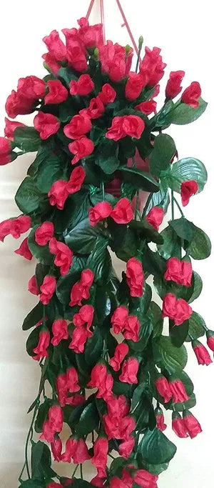 Pink Artificial Flowers Hanging Orchid Rose Shaped for Decoration