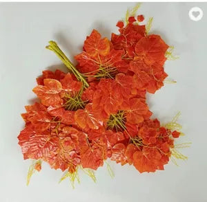 Orange Artificial Gold Maple Leaves Decorative Maple Leaves Fall Leaves for Home Events Decor ( 12 )