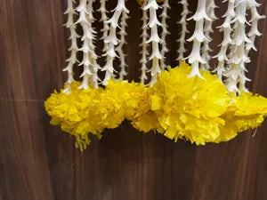 Artificial Marigold & Rajnigandha Hanging Flower JHoomer for HomeOfficeFestival Decoration (Yellow)