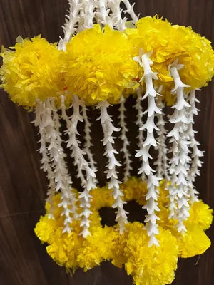 Artificial Marigold & Rajnigandha Hanging Flower JHoomer for HomeOfficeFestival Decoration (Yellow)