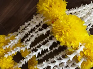 Artificial Marigold & Rajnigandha Hanging Flower JHoomer for HomeOfficeFestival Decoration (Yellow)