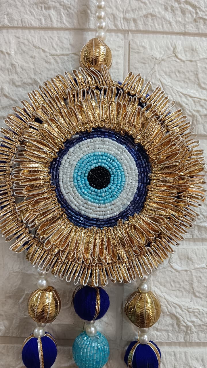 Nutts Traditional Decorative Evil Eye Shinning Ball Latkan Wall Hanging | Wall Hanging for Main Door | Perfect for Home Decor | Enhance Your Space with Graceful Touche (Pack of 2)