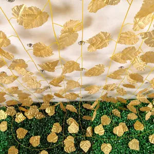 Golden Artificial Ivy Vines Silk Ivy Creepers Leaves Garland Hanging (12 Strings )