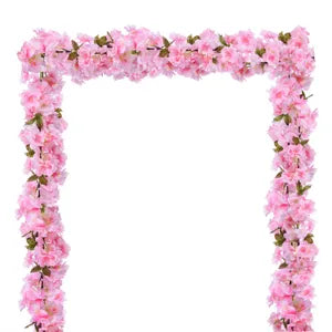 Pink Artificial Flower Cherry Blossom Vine Hanging Silk Sakura Garland for Wedding and Event Decor (Pack of 2)
