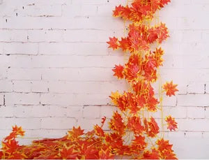 Orange Artificial Ivy Vines Silk Ivy Creepers Leaves Garland Hanging (12 Strings)