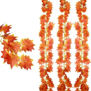Orange Artificial Ivy Vines Silk Ivy Creepers Leaves Garland Hanging (12 Strings)