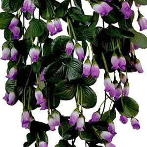 Purple Artificial Flowers Hanging Orchid Rose Shaped for Decoration