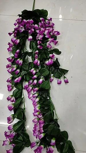 Purple Artificial Flowers Hanging Orchid Rose Shaped for Decoration