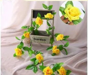 Yellow Artificial Flower Vine Hanging Silk Rose Garland for Wedding Venue Backdrops Flower Walls Photo Background Bridal Showers Baby Showers and Event Decor