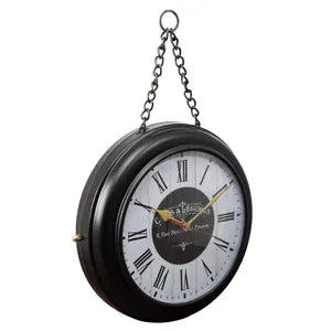 Metal Vintage Double Side Hanging Bird Wall Clock 8 inch (Bird Cafe)