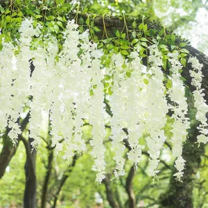 White Artificial Wisteria Hanging Garland Silk Long Hanging Bush Flowers String Home Party Wedding Decor ( 12)