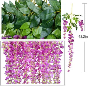 Light Purple Artificial Wisteria Hanging Garland Silk Long Hanging Bush Flowers String Home Party Wedding Decor (Light 12)