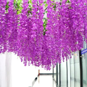 Light Purple Artificial Wisteria Hanging Garland Silk Long Hanging Bush Flowers String Home Party Wedding Decor (Light 12)