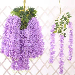 Light Purple Artificial Wisteria Hanging Garland Silk Long Hanging Bush Flowers String Home Party Wedding Decor (Light 12)
