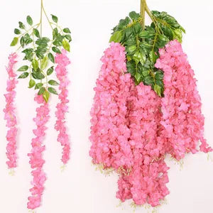 Pink Artificial Wisteria Hanging Garland Silk Long Hanging Bush Flowers String Home Party Wedding Decor ( 12)