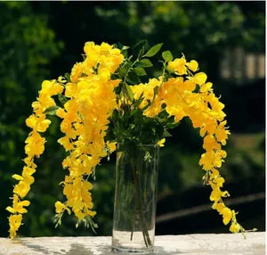 Yellow Artificial Wisteria Hanging Garland Silk Long Hanging Bush Flowers String Home Party Wedding Decor ( 12)