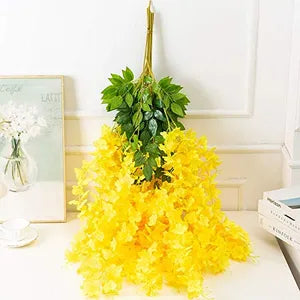 Yellow Artificial Wisteria Hanging Garland Silk Long Hanging Bush Flowers String Home Party Wedding Decor ( 12)