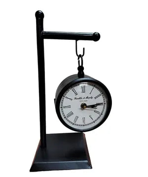 Analog Metal Circular Stand Table Clock Antique Clock with Stand for Home, Office (4 INC DIAL ) (Design 3)