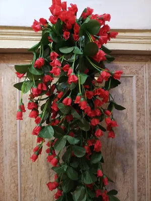 Red Artificial Flowers Hanging Orchid Rose Shaped for Decoration
