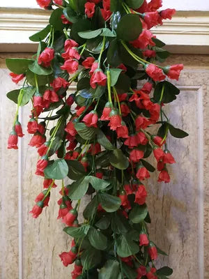 Red Artificial Flowers Hanging Orchid Rose Shaped for Decoration