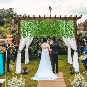 Green Artificial Ivy Vines Silk Ivy Creepers Leaves Garland Hanging (12 Strings)