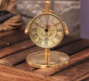 Antique Brass Table Top Clock Desk Clock for Home Study Living Room and Office (2 Inch, Swing Stand )
