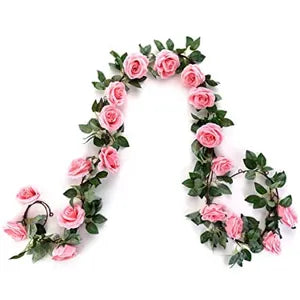 Baby Pink Artificial Flower Vine Hanging Silk Rose Garland for Wedding Venue Backdrops Flower Walls Photo Background Bridal Showers Baby Showers and Event Decor