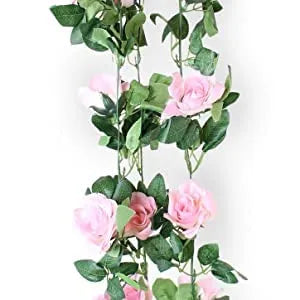 Baby Pink Artificial Flower Vine Hanging Silk Rose Garland for Wedding Venue Backdrops Flower Walls Photo Background Bridal Showers Baby Showers and Event Decor