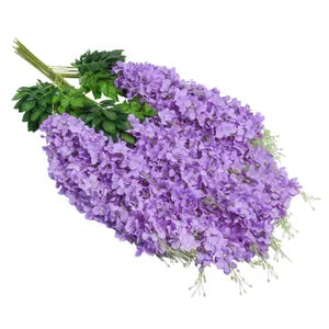 Dark Purple Artificial Wisteria Hanging Garland Silk Long Hanging Bush Flowers String Home Party Wedding Decor (Dark 12)