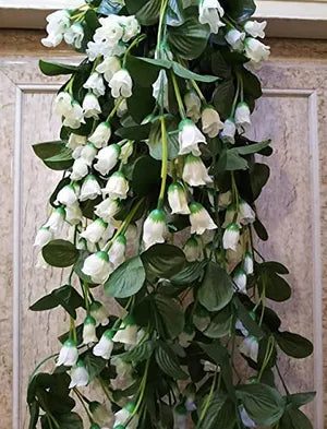 White Artificial Flowers Hanging Orchid Rose Shaped for Decoration