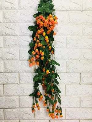 Orange Artificial Flowers Hanging Orchid Rose Shaped for Decoration