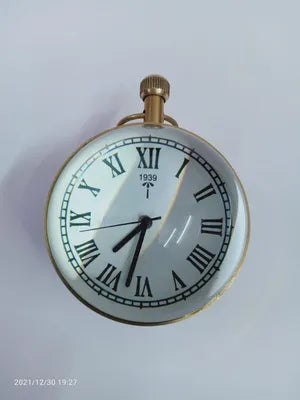 Antique Brass Table Top Clock Desk Clock for Home Study Living Room and Office (2 Inch, Paper Weigh )